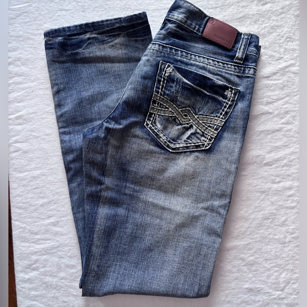 Men’s Flypaper Straight Leg 100% Cotton Light Wash Denim Jean 30x32